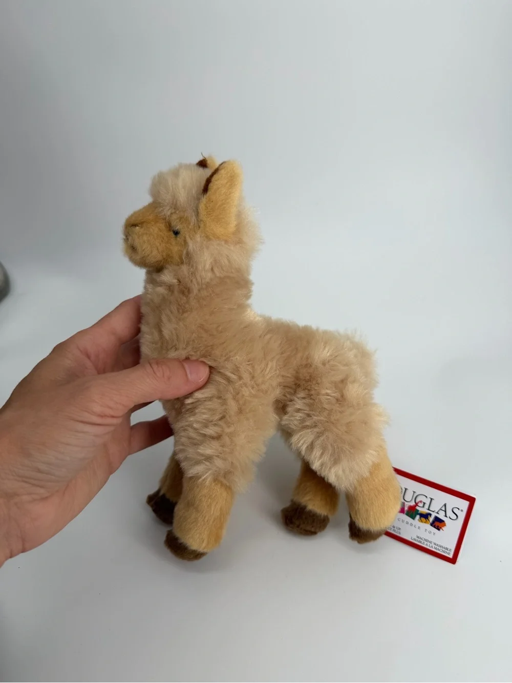 Douglas Cuddle Toy Alpaca Llama Plush Tan Beige Fluffy Stuffed Animal NWT